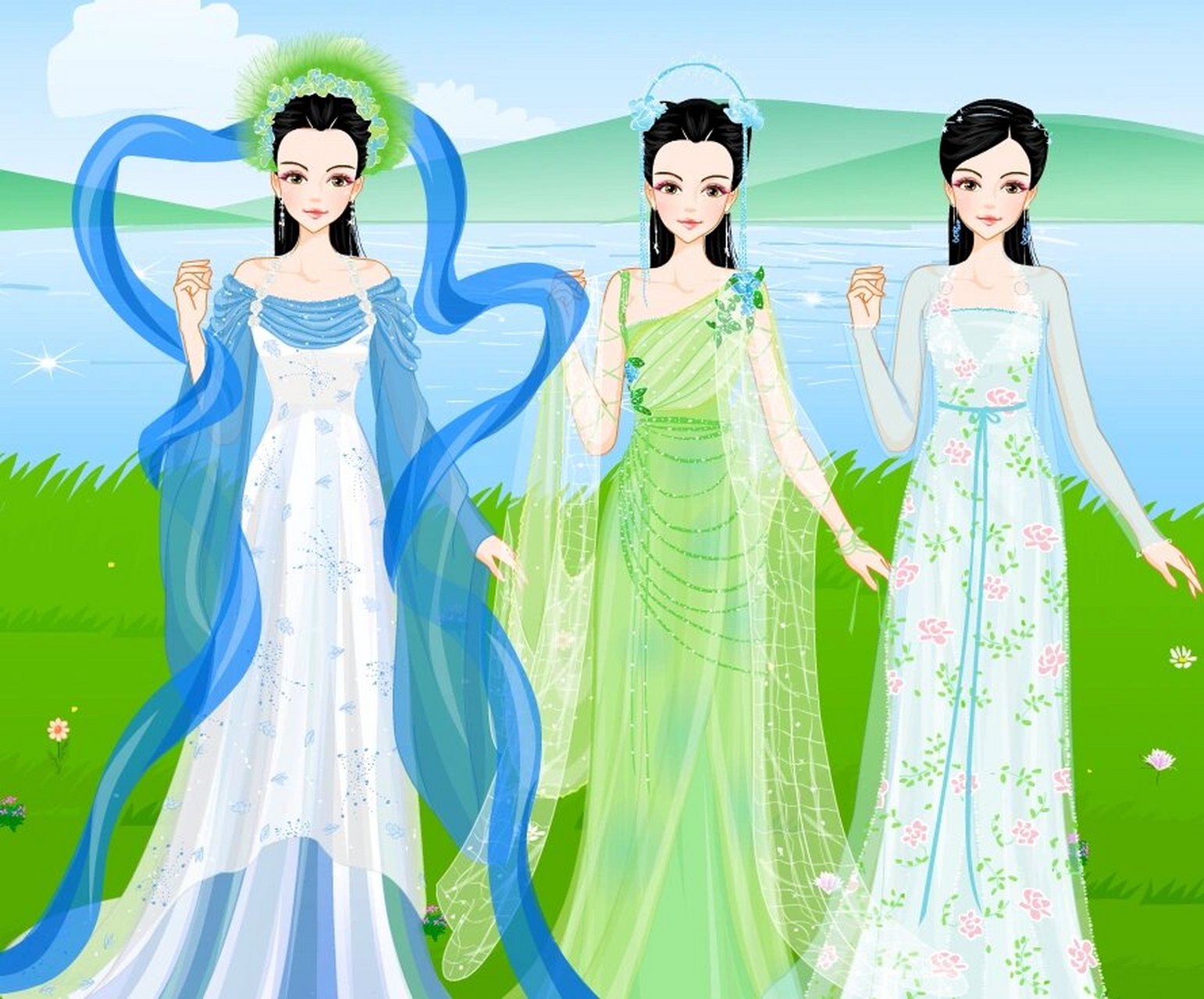 彩虹堂 欢天喜地七仙女系列 跳舞服装,天庭服装,人间服装