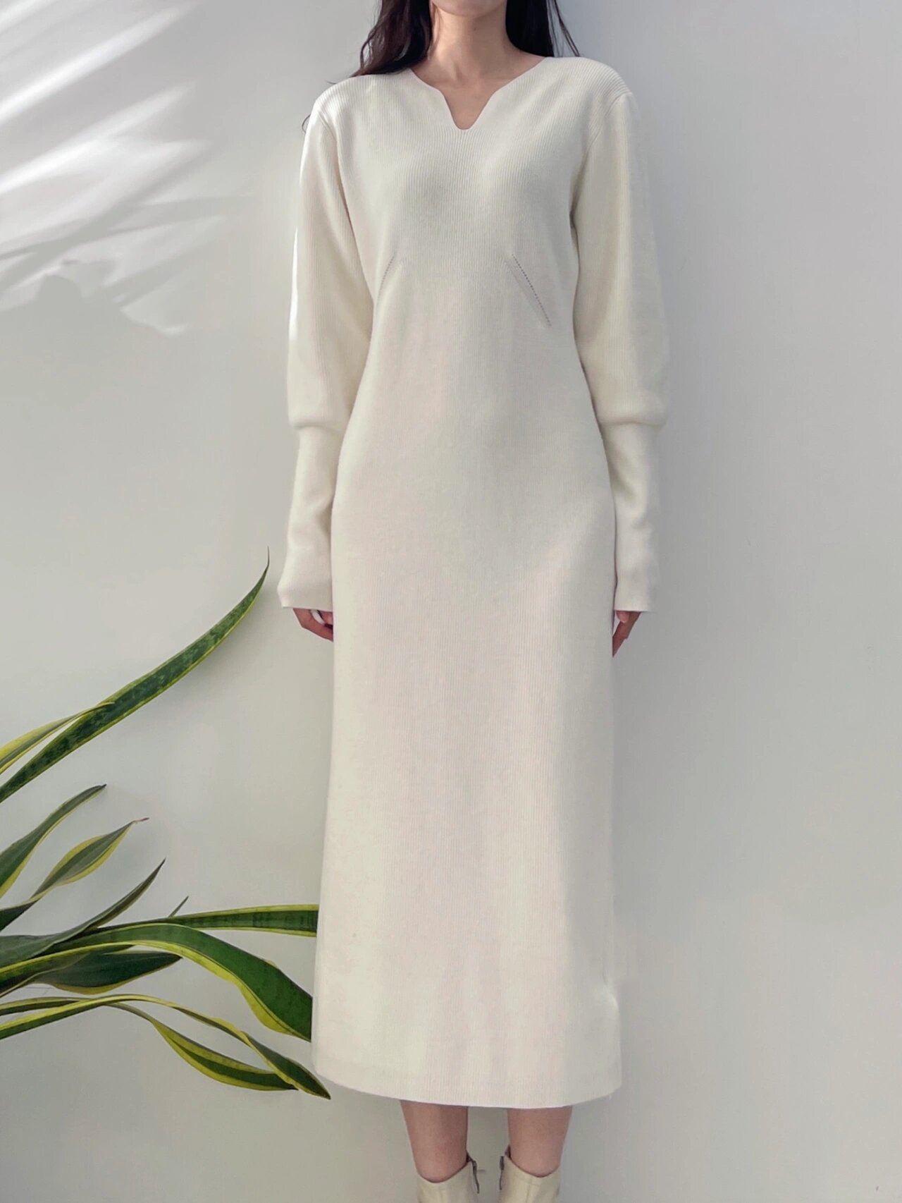 175/57 白色针织连衣裙|配大衣打底裙