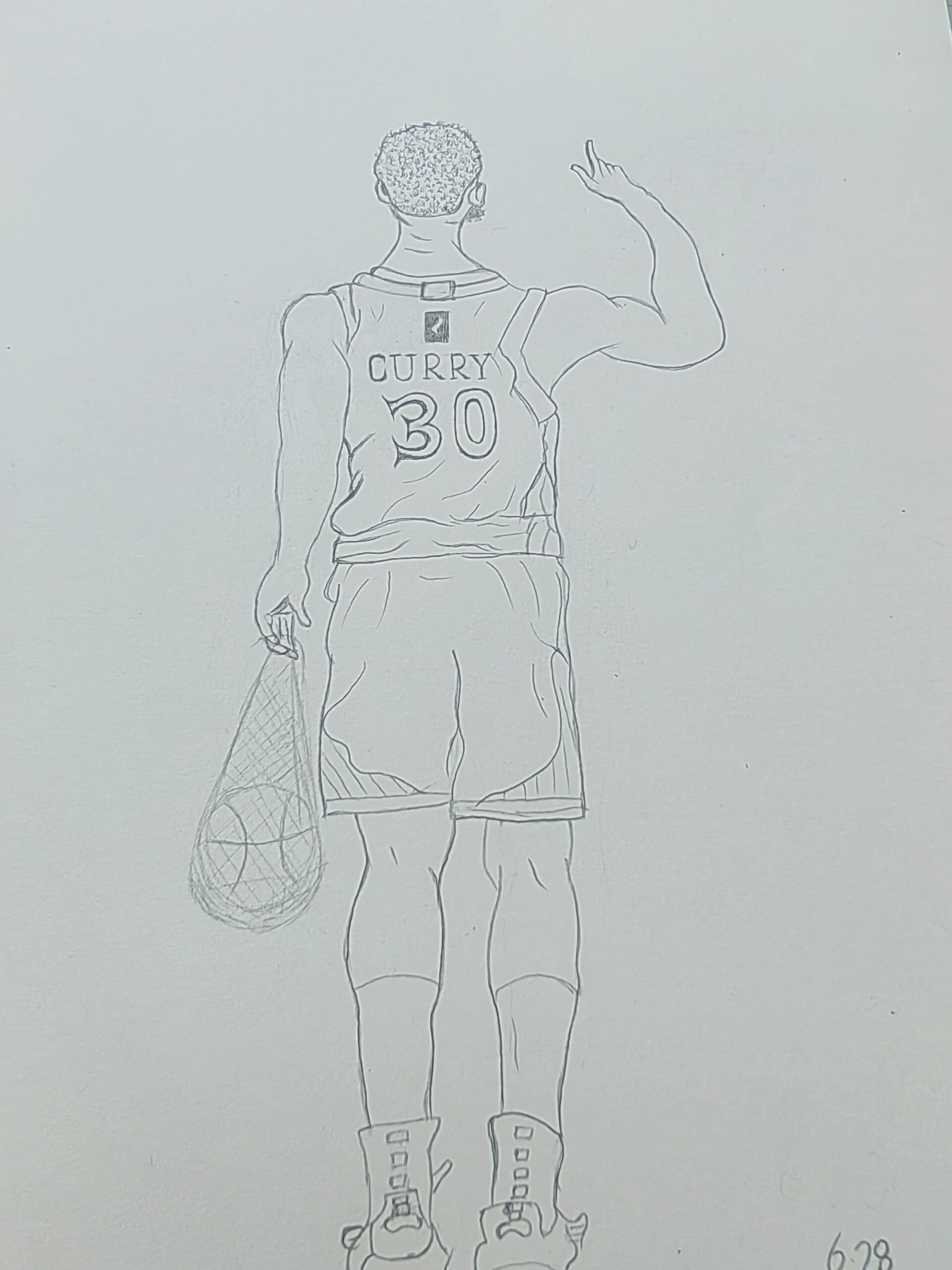 库里背影简笔画