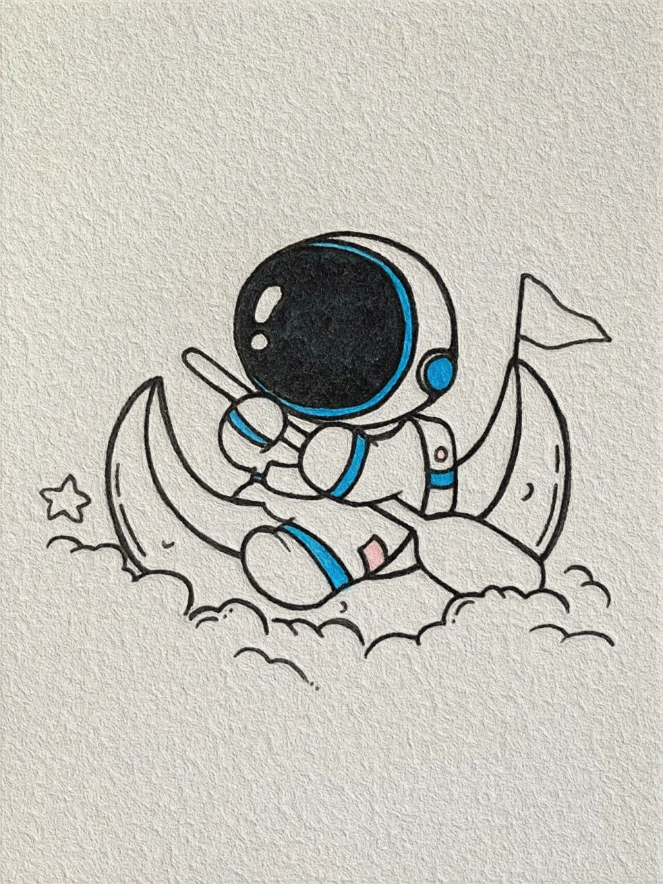 简笔画-宇航员    我是银河里的流浪家,你是月球里的常驻民,我环游