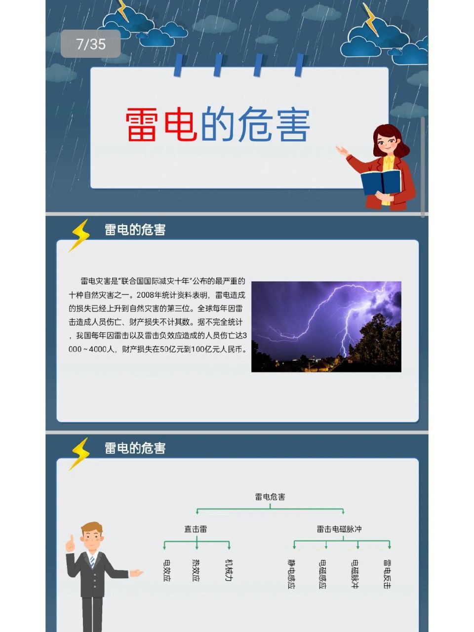 安全教育,防雷电教案以及完整版ppt.