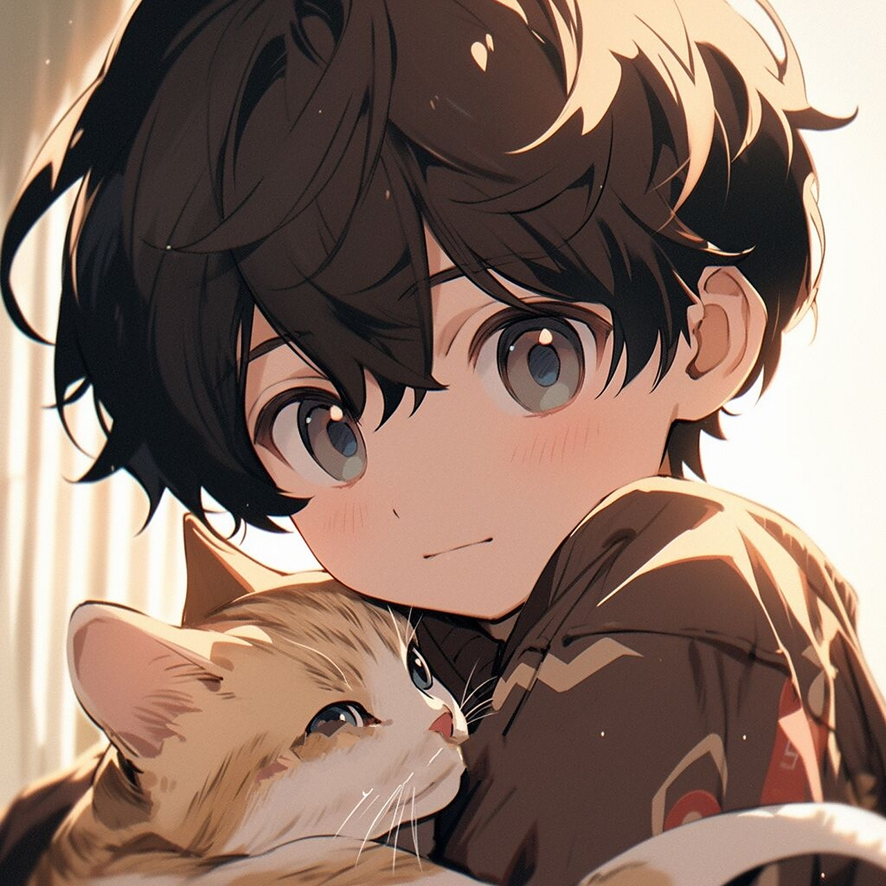 抱着猫咪的男生头像 | 可爱头像