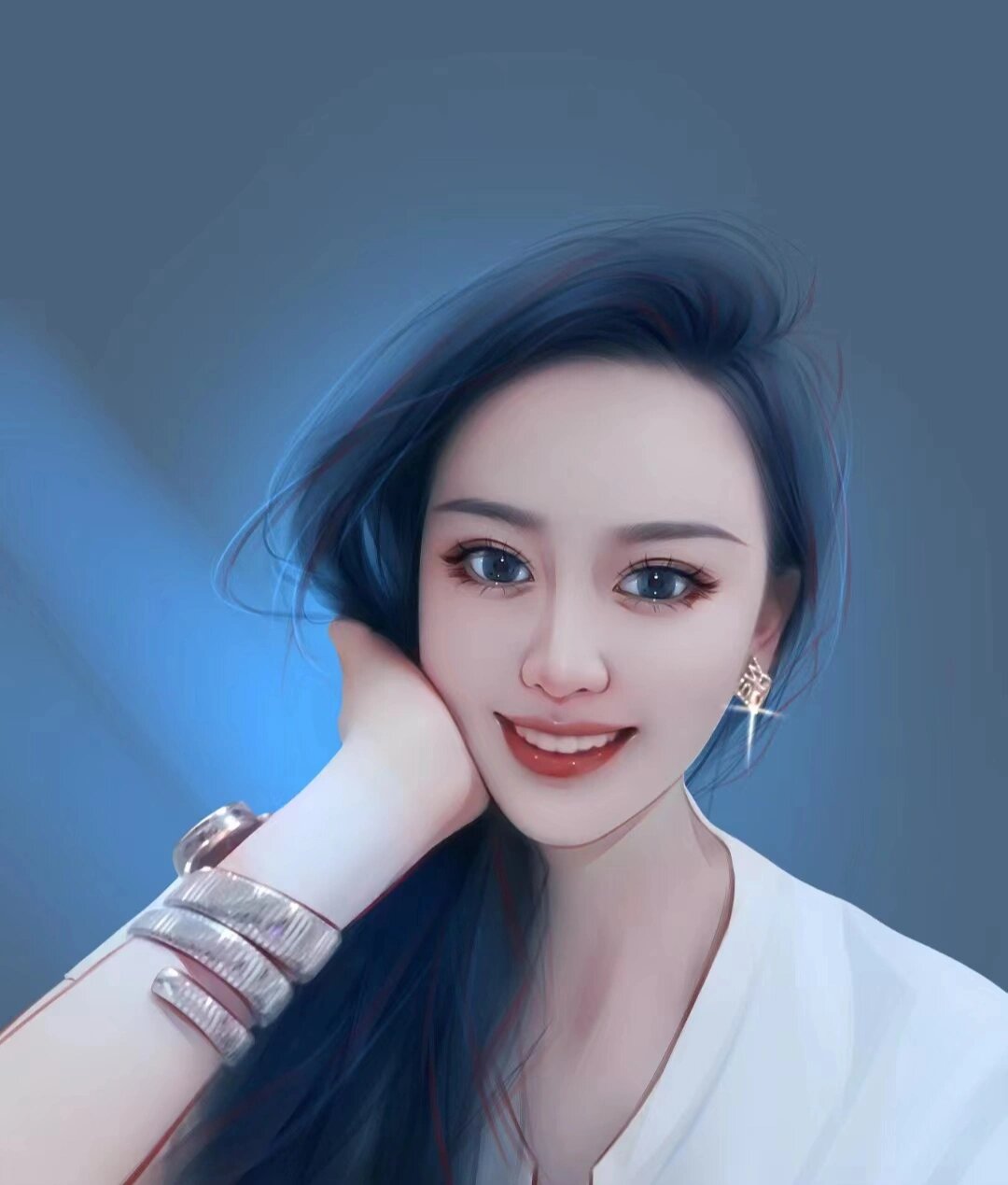 画一个高冷知性的女生手绘头像 美的似仙子