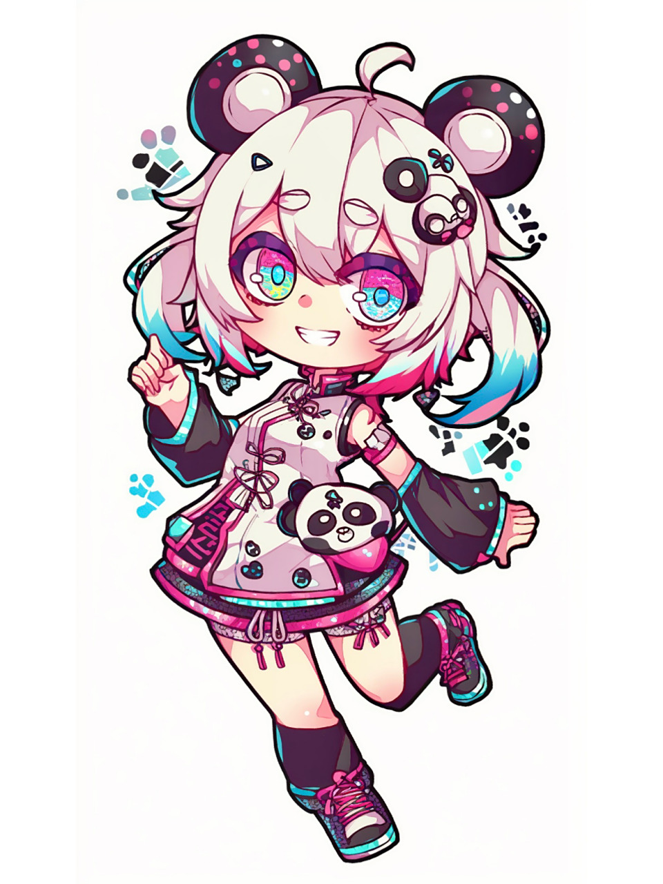 q版二次元熊猫少女        ai绘画有点东西