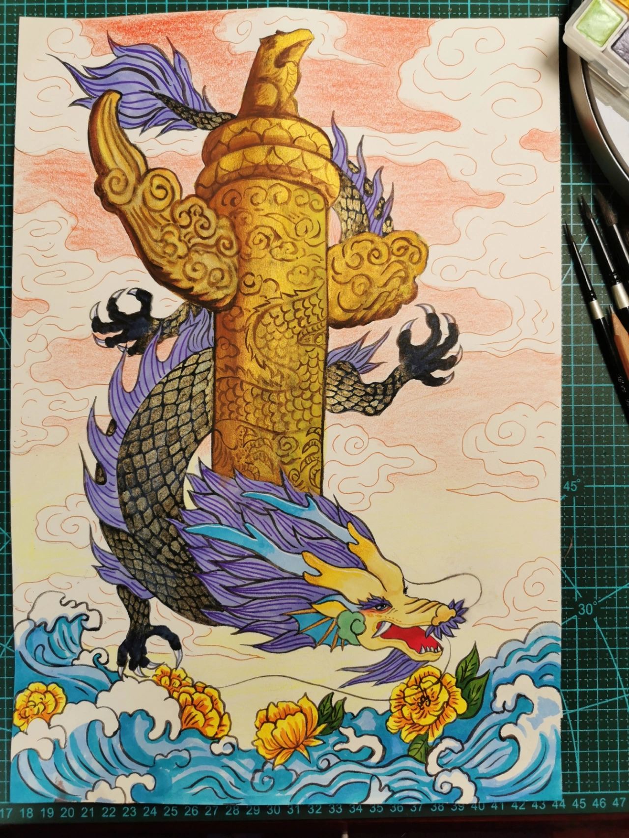 国庆节主题画9899|华表柱