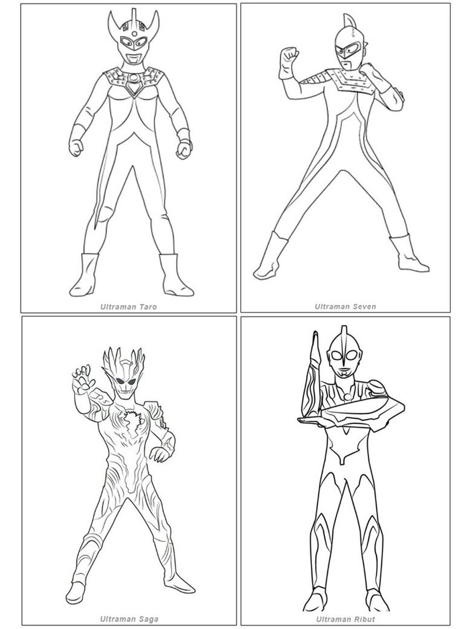 自制奥特曼涂色卡(可打印 带英文名) 儿子们太喜欢奥特曼了.