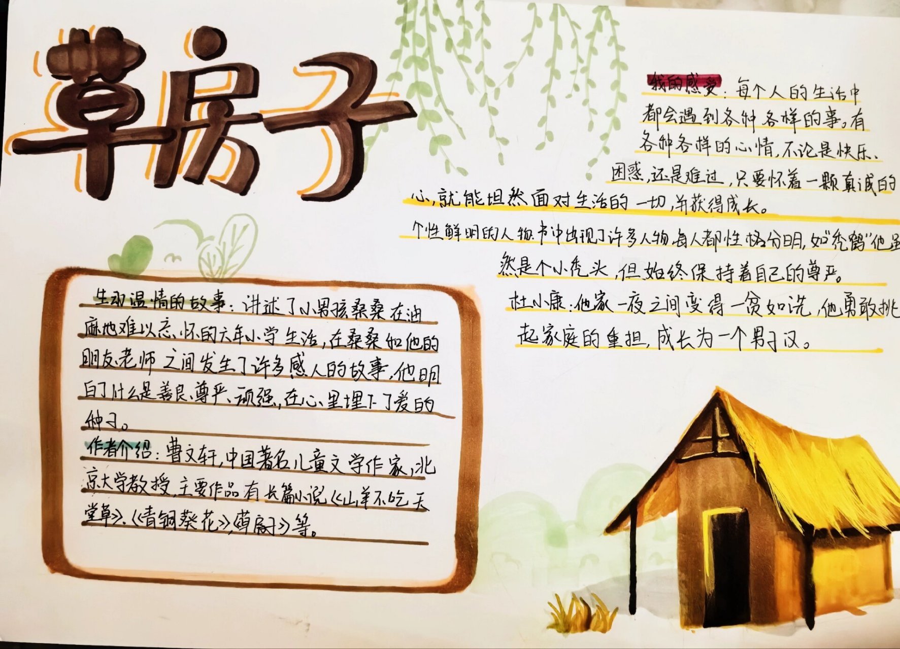 草房子手抄报 #手抄报# #小学生手抄报# #小学美术# #手抄报模板