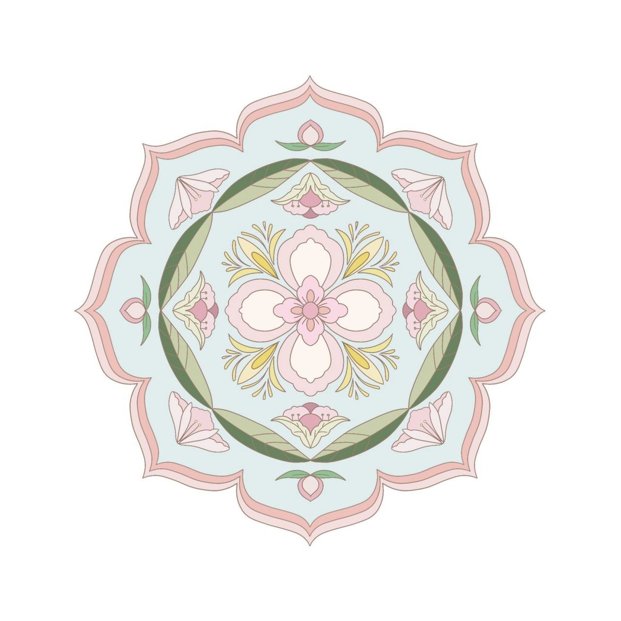 四季花卉纹样设计 文化衍生品设计的作业 ,本来准备画宝相花的,但是