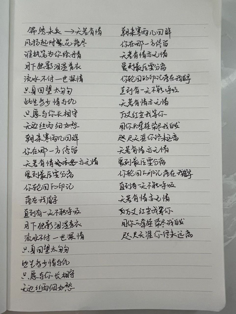 手写歌词——天若有情