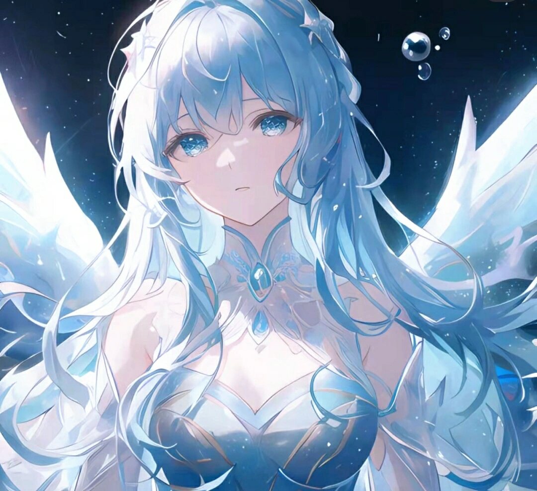 冰蓝色女生动漫头像