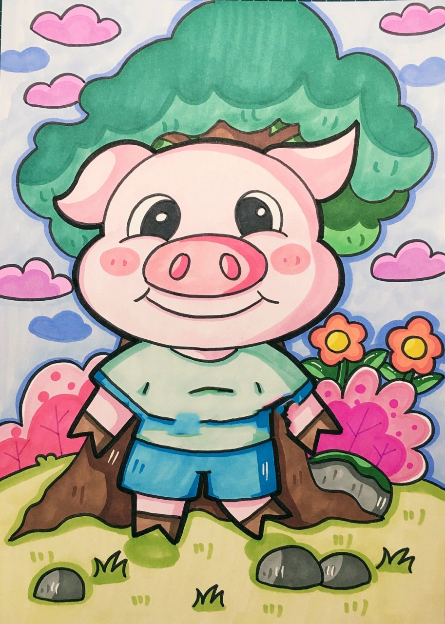 创意美术 儿童画 小猪     创意美术 儿童画 小猪
