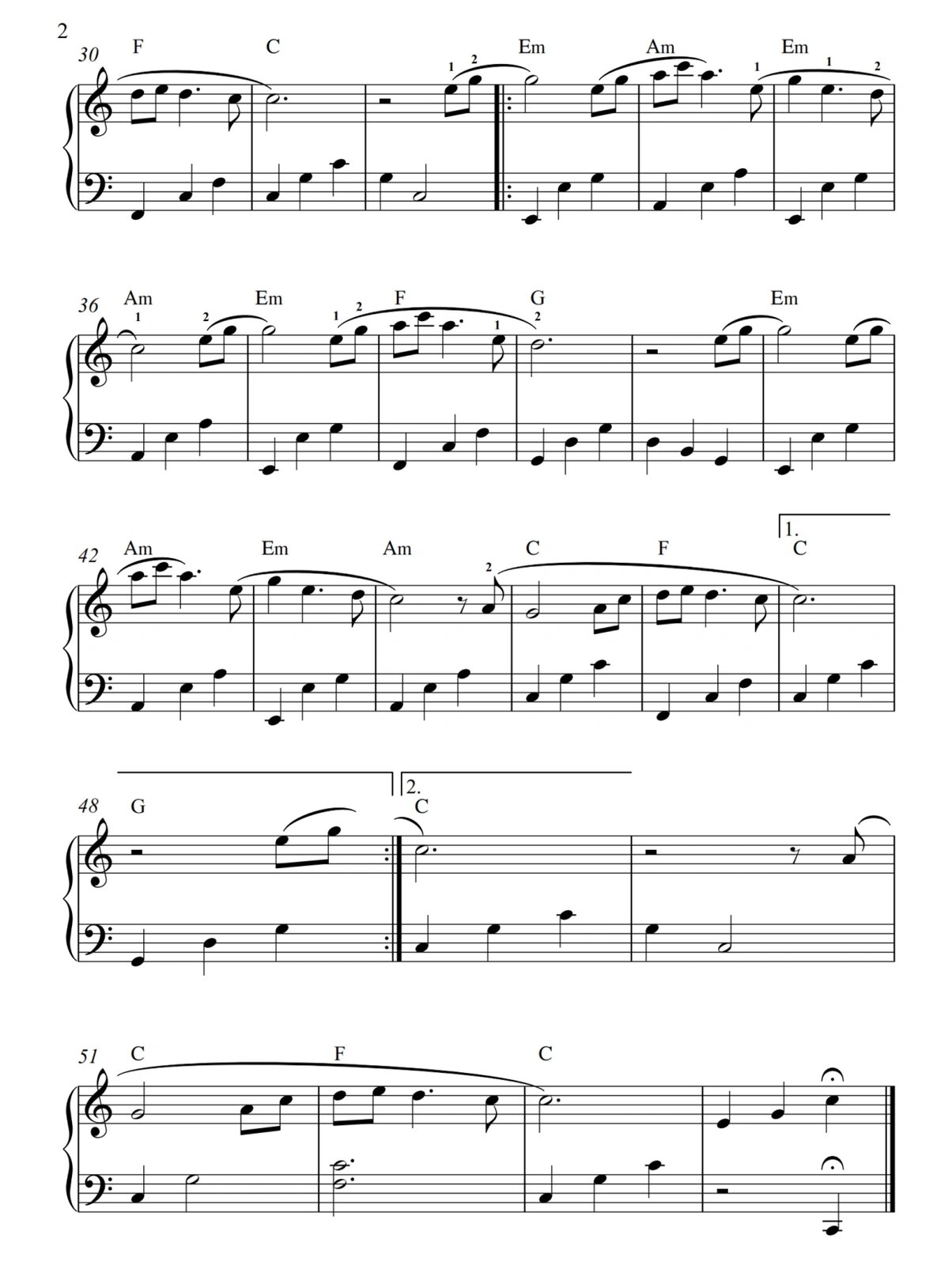 钢琴谱分享《天之大》c大调