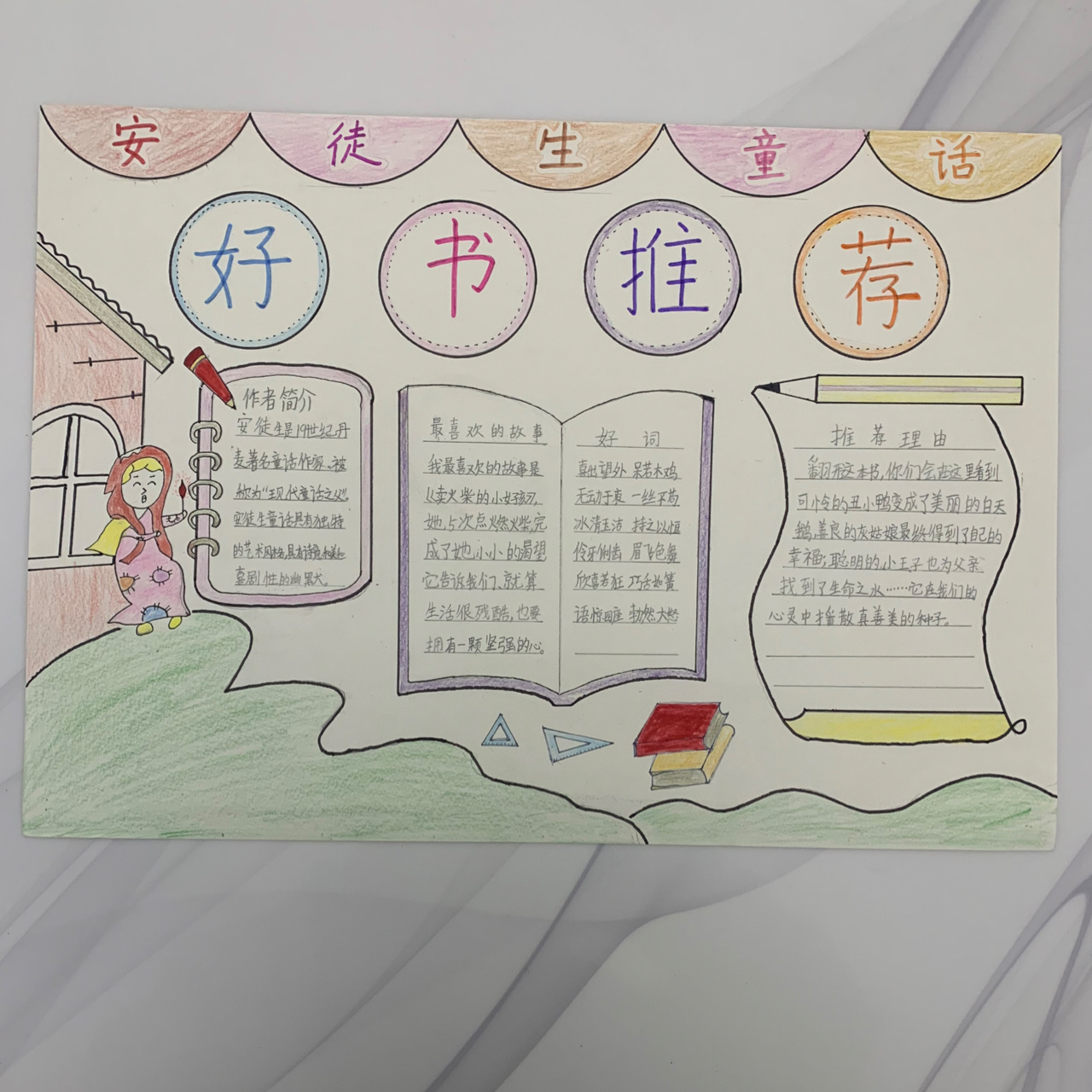 好书推荐手抄报,小学三年级小朋友费时一晚的成果