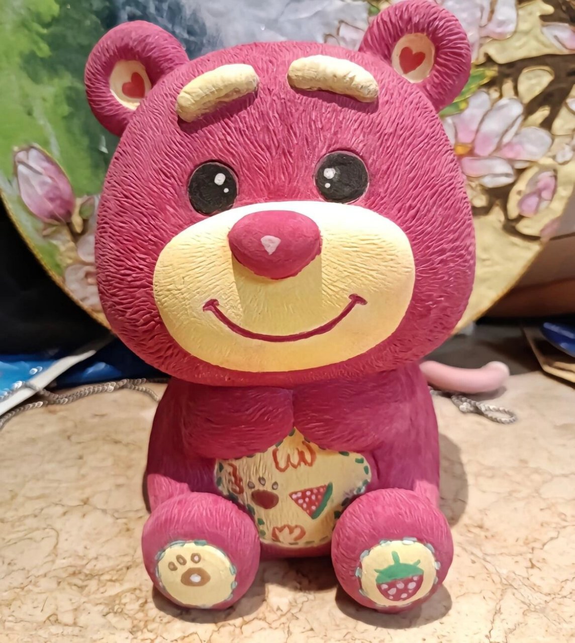 草莓熊石膏娃娃涂色参考图