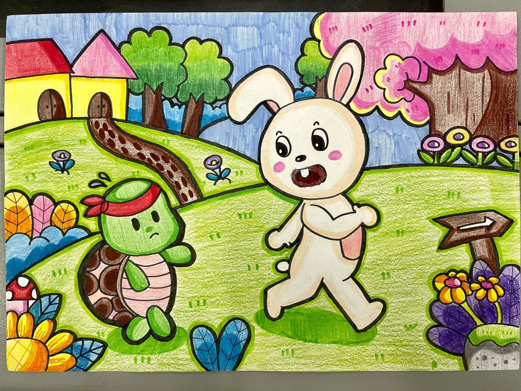 儿童画故事创编|98龟兔赛跑92 来自学生们的临摹作品