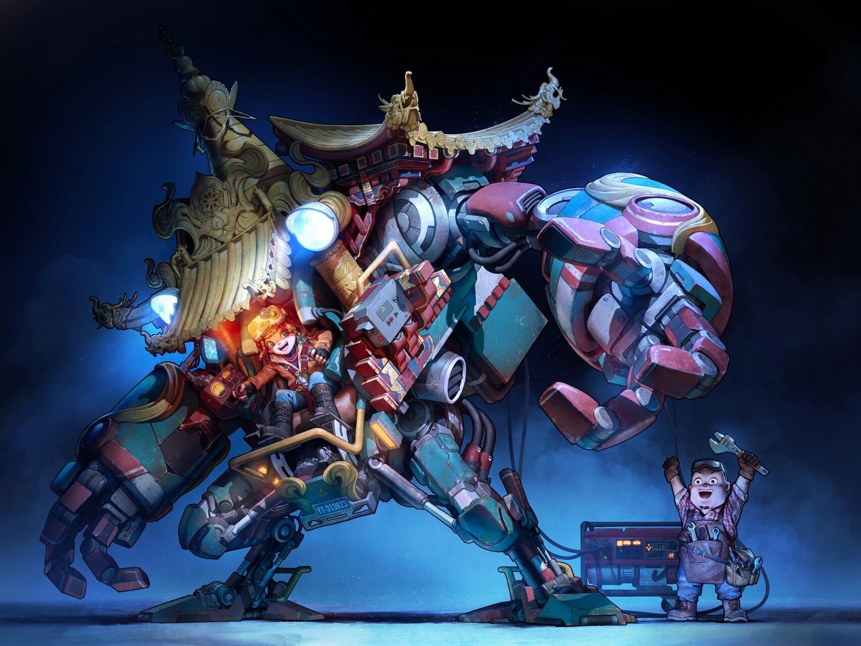 最近画了一个大机器人,说它叫机甲战士,大机器人太土了