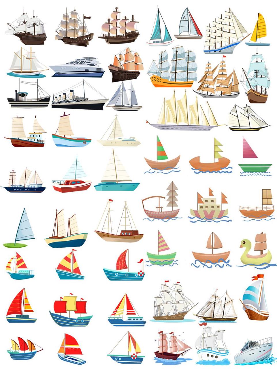 卡通船元素插画|船帆免抠png素材合集分享 船的寓意 0915飘泊,一