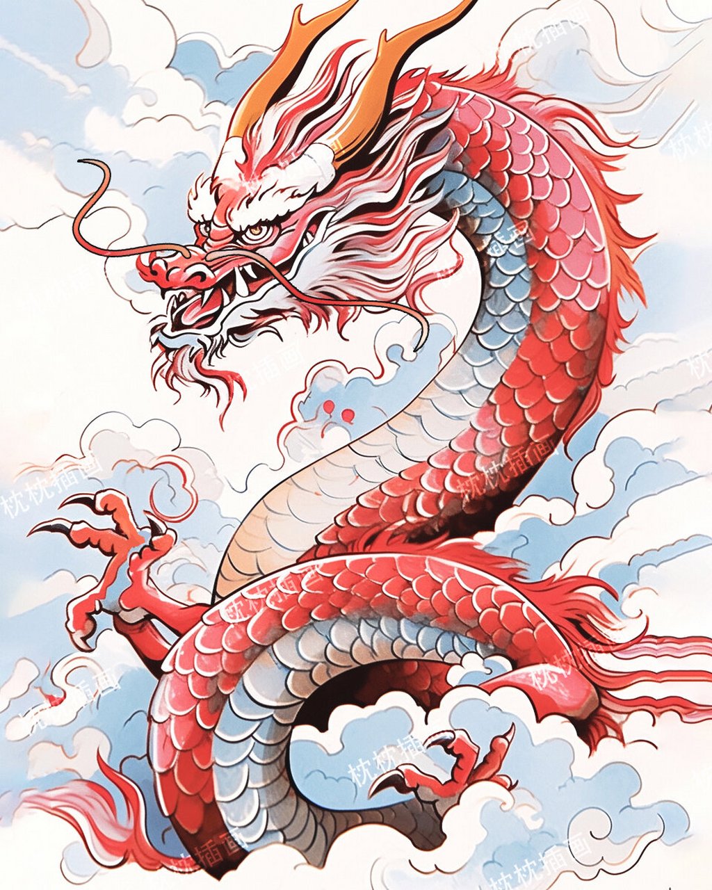 2024的龙年怎么画最霸气图片 水彩风霸气龙,带你飞向艺术之巅96 祝
