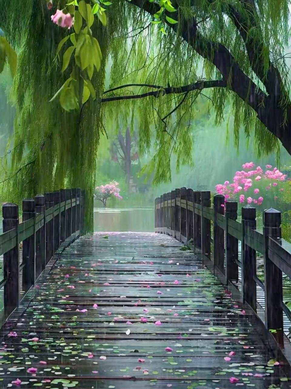 一句诗描述春天春风春雨春暖阳 桃花梅花花争艳