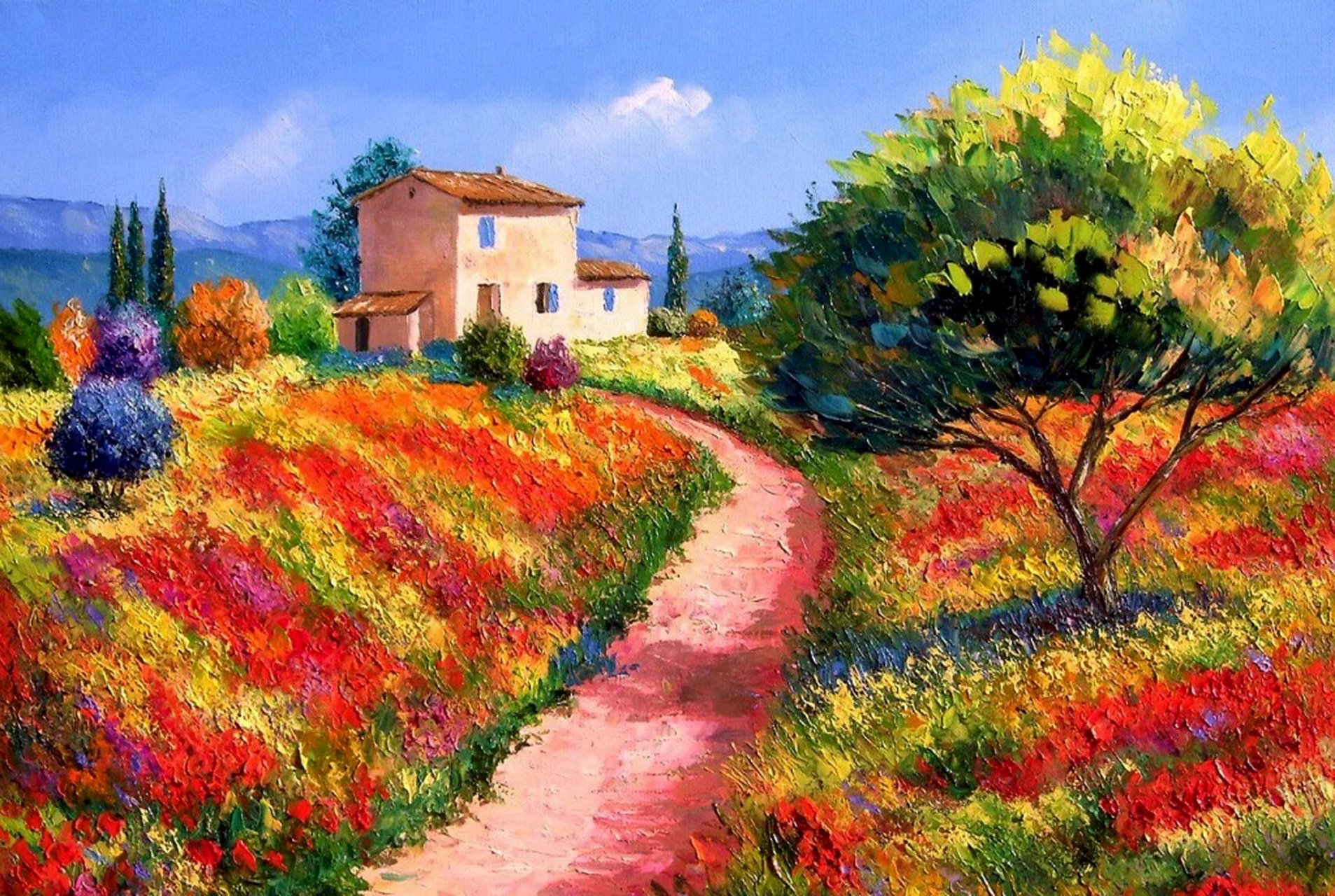 174.少儿美术|风景水粉油画作品参考