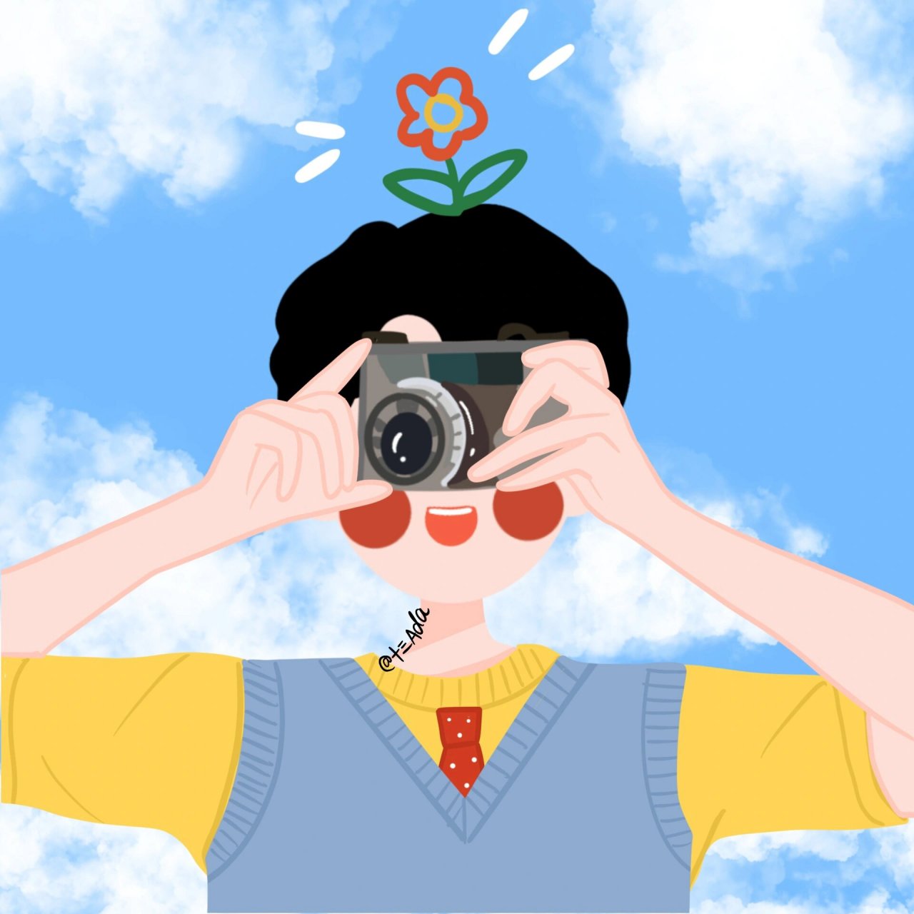 插画头像|不露脸天空情侣头 生活明朗万物可爱,大家周末快乐呀 喜欢可