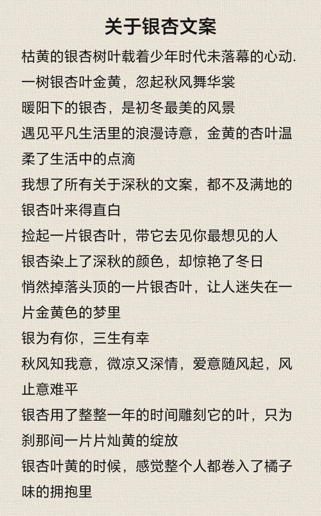 关于银杏文案