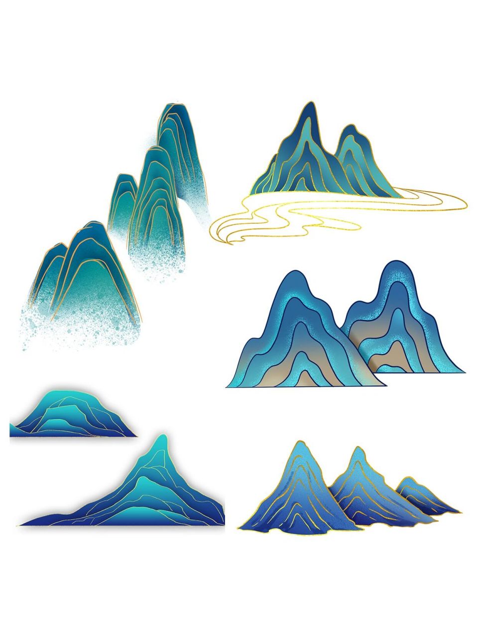 免抠素材⛰️中式国风国潮风山素材合集 此前为大家分享过国潮风