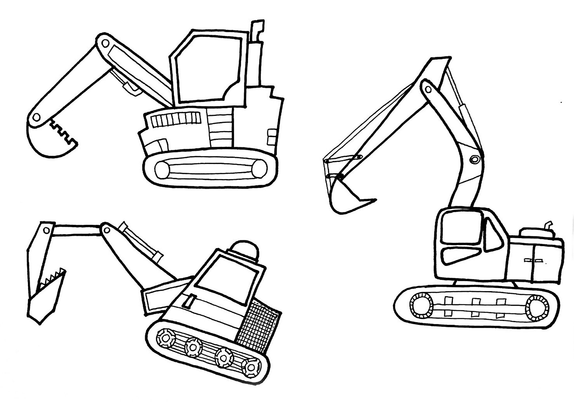 简笔画  线描画  素材|线描挖掘机 教学目的 1.