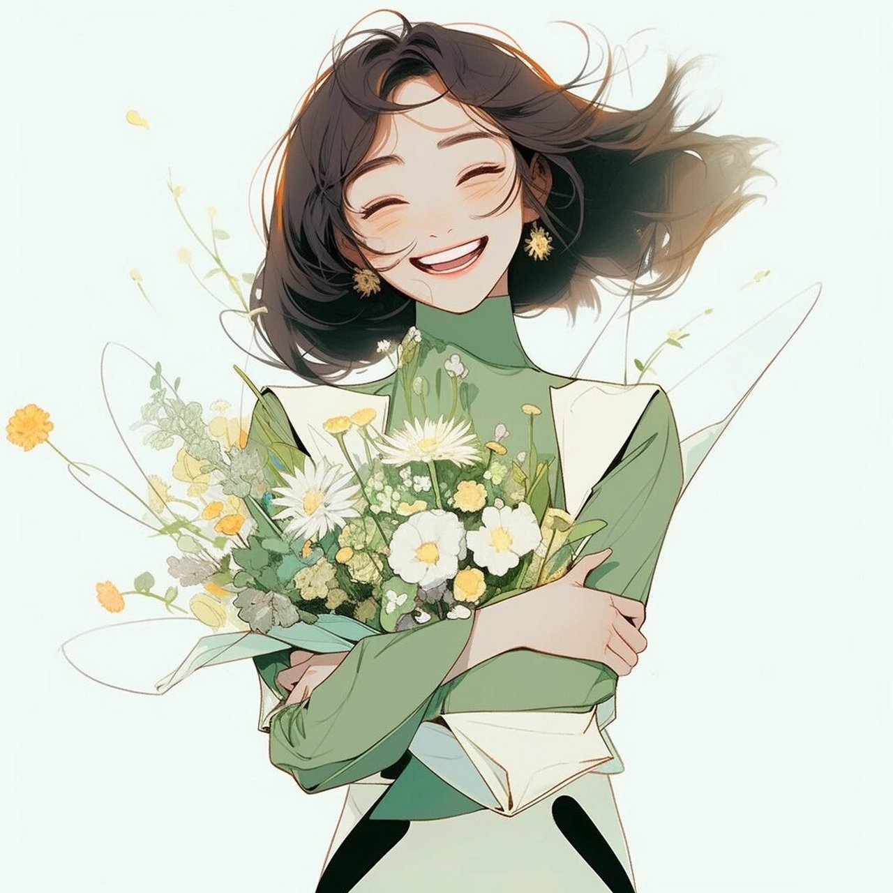 悄悄画职场也温柔‖捧花气质女生头像 来一组职场小姐姐的捧花头像