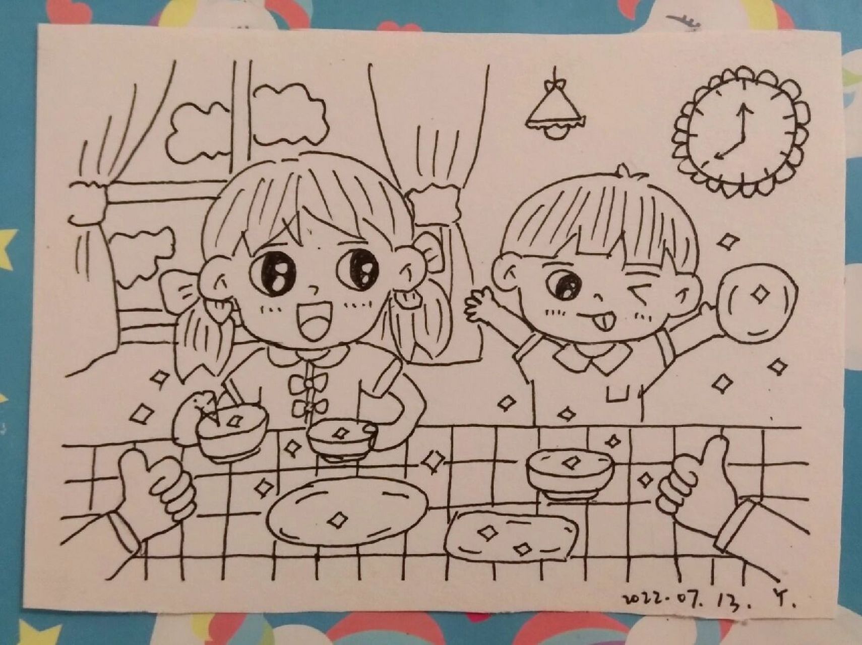 简笔画|珍惜粮食,光盘行动,吃饭万能背景