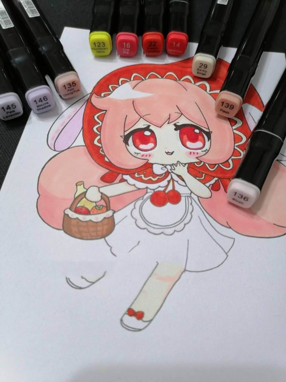 迷你世界小红帽原创简马克笔手绘画画的日常 原创(画到第42个了) 迷你