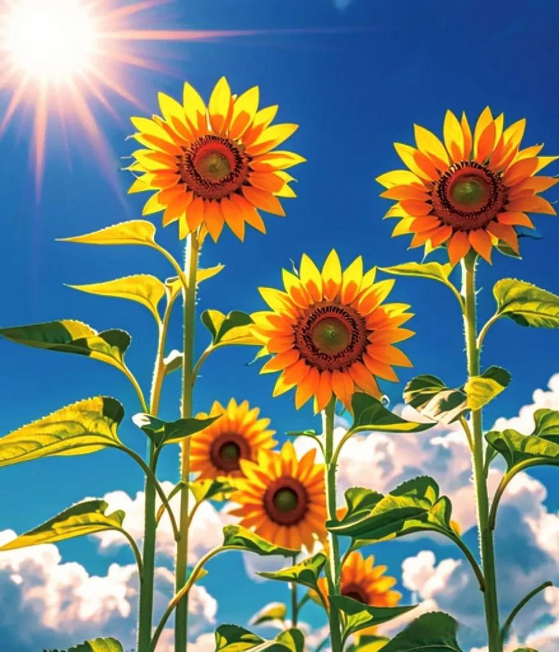 向日葵,在蓝天白云下绽放.向日葵盛夏之约 随拍漂亮花 花与生活