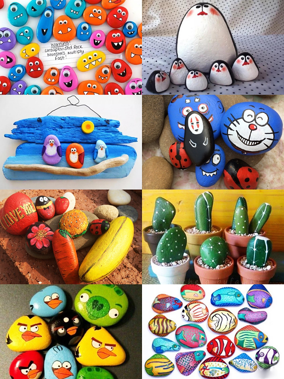 创意石头画diy,96丙烯鹅卵石头画 91几乎齐全了,98石头画素材图