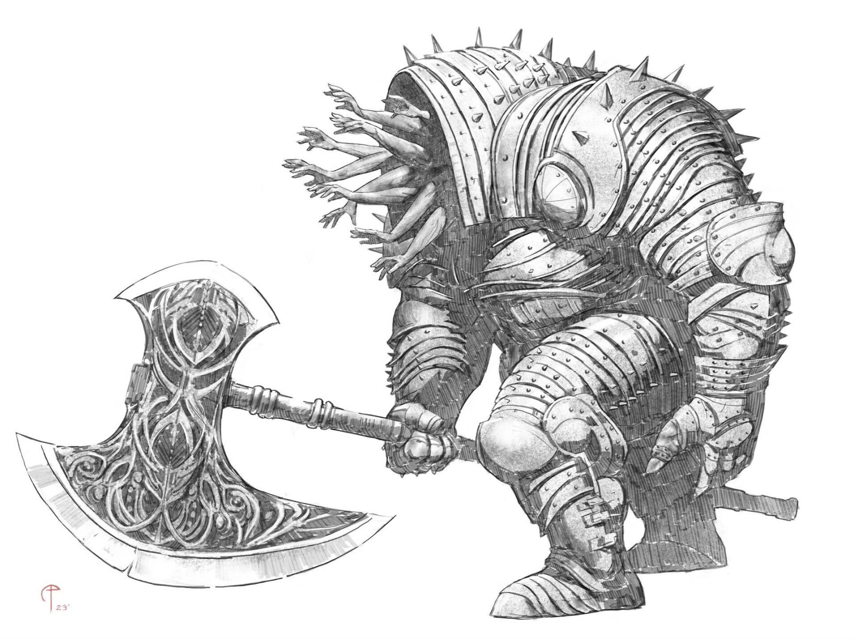 一组概念怪物设计绘画参考素材 美国高级概念艺术家alex palma