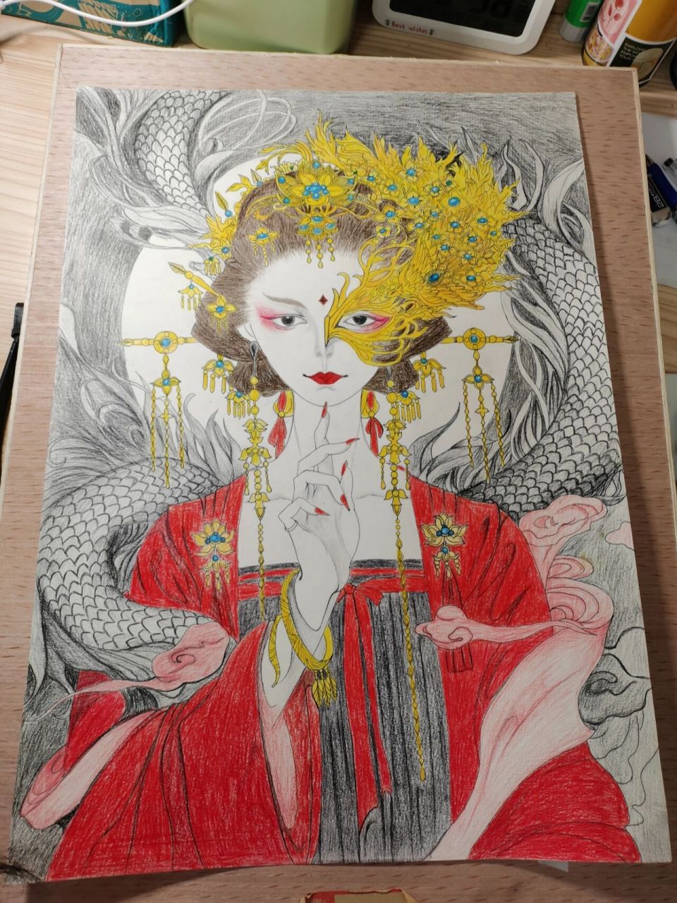 期末美术考试画作   终于画完了!