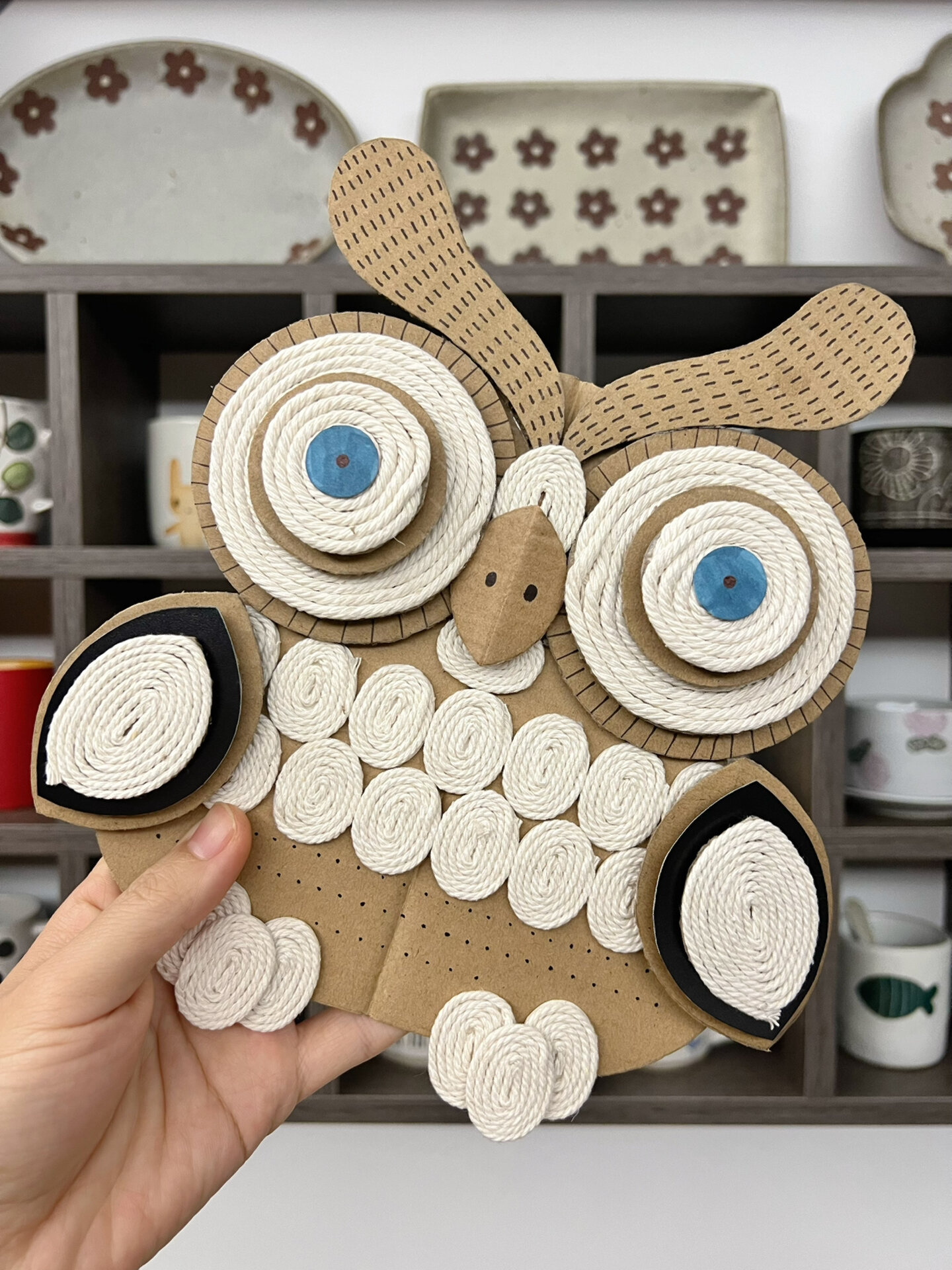 纸皮画环创《猫头鹰》附图纸