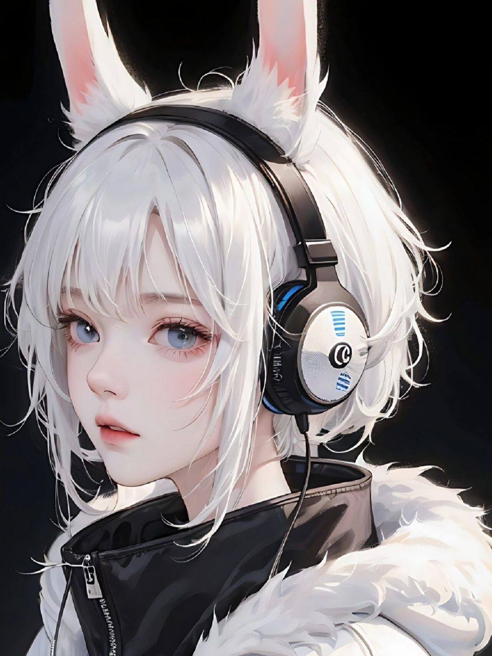 电竞少女|白色系长发玩游戏女孩