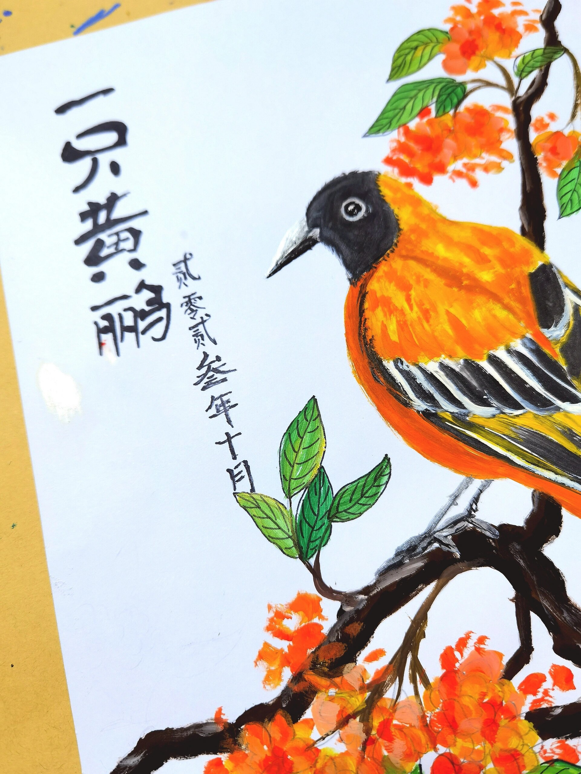 少儿美术分享:黄鹂鸟