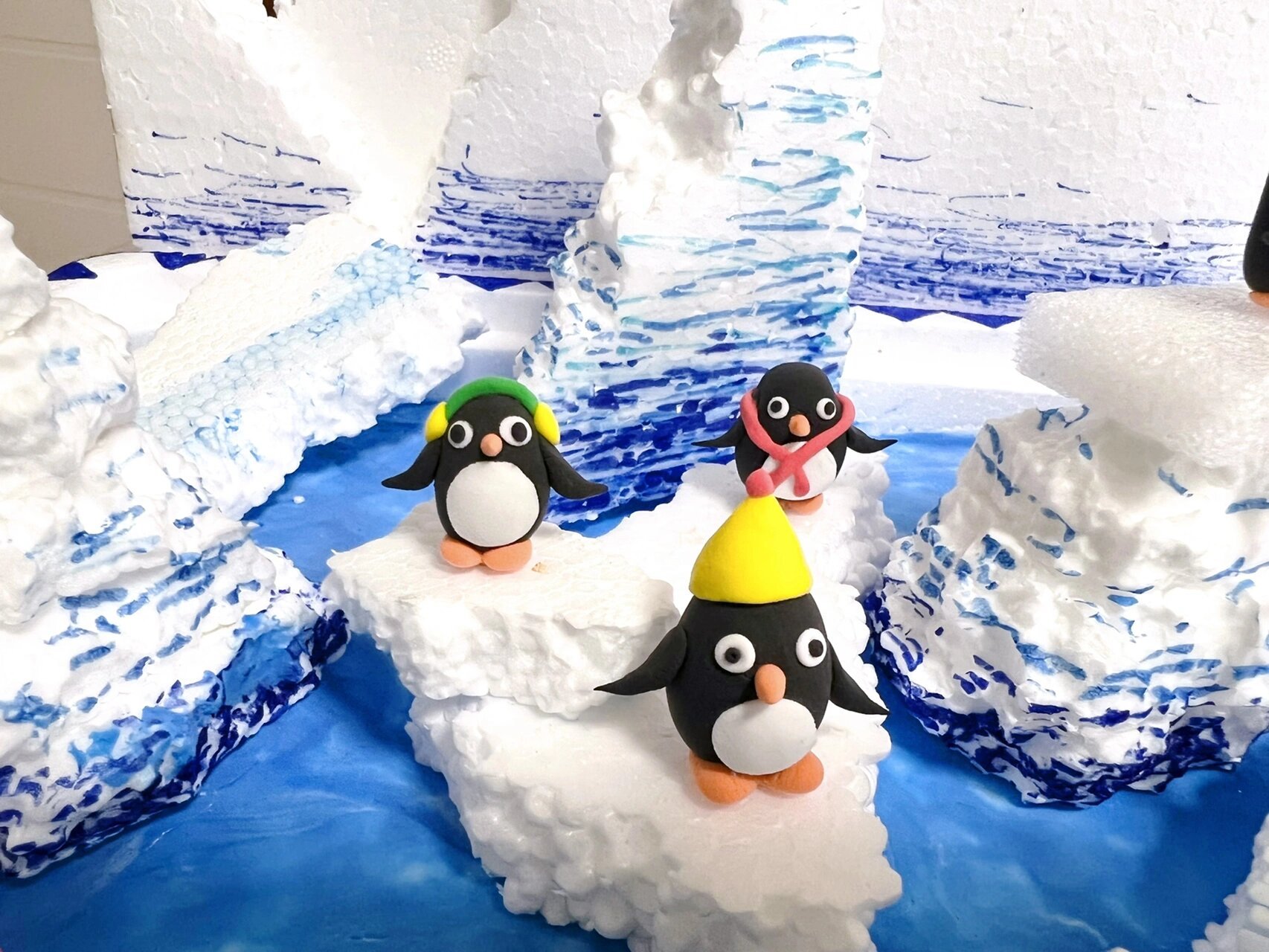 南极企鹅彩泥 超轻粘土 南极企鹅,冰川,雪山,我的第二个彩泥作品,完成