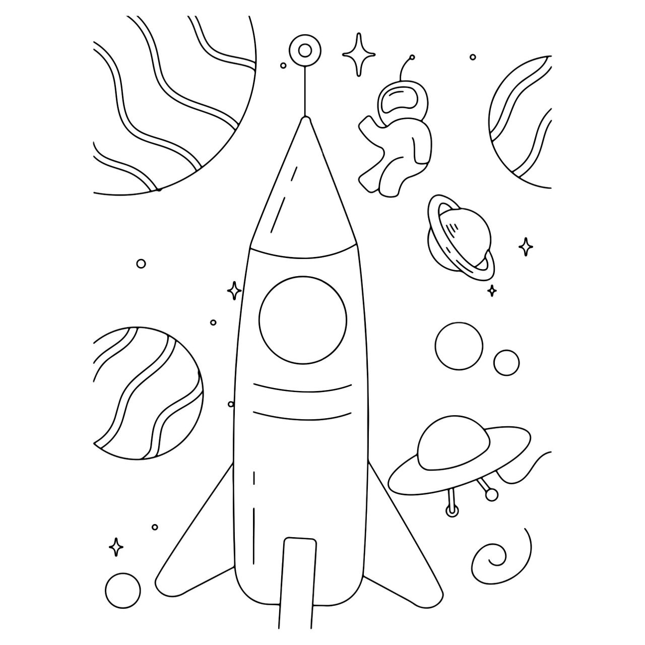 宇宙儿童画涂色|可打印 宇宙儿童画涂色,培养小朋友专注力和动手能力