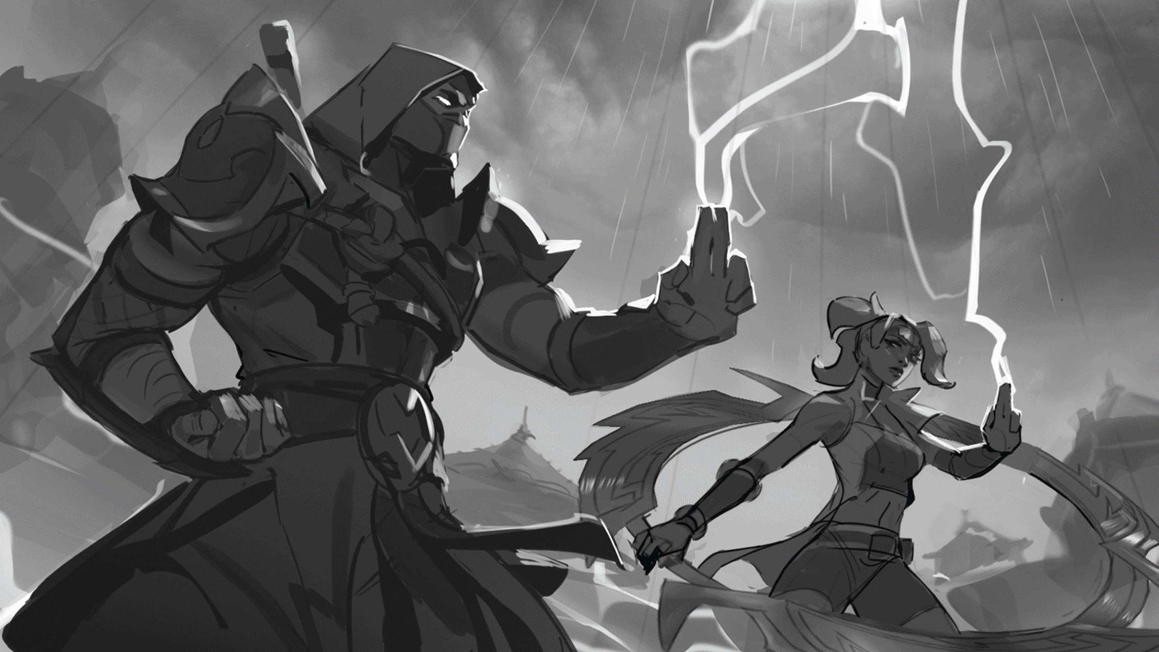 英雄联盟冲击之刃皮肤#【冲击之刃 慎&奇亚娜】原画实装版&画师版