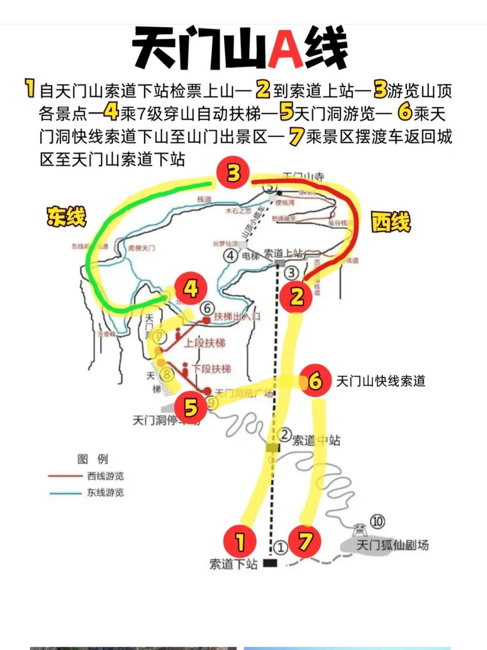 天门山游览路线示意图图片