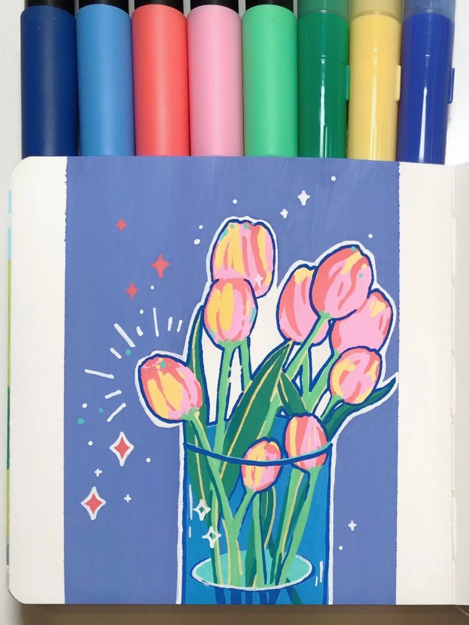 治愈系96丙烯马克笔风景合集(三)美好春日 95 要等春风得意,等