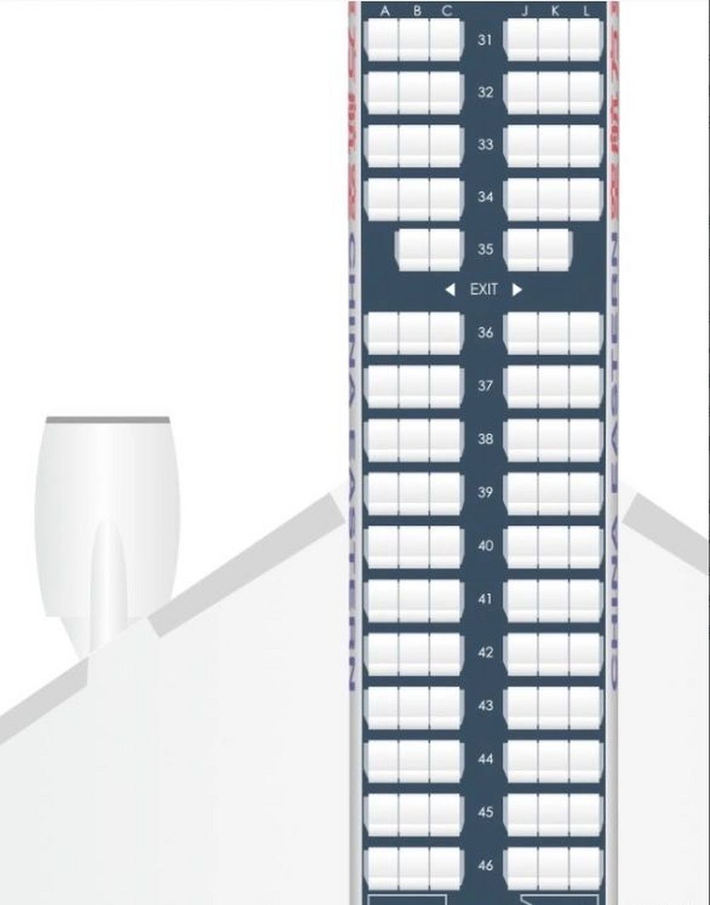 东航经济舱座位分布图图片
