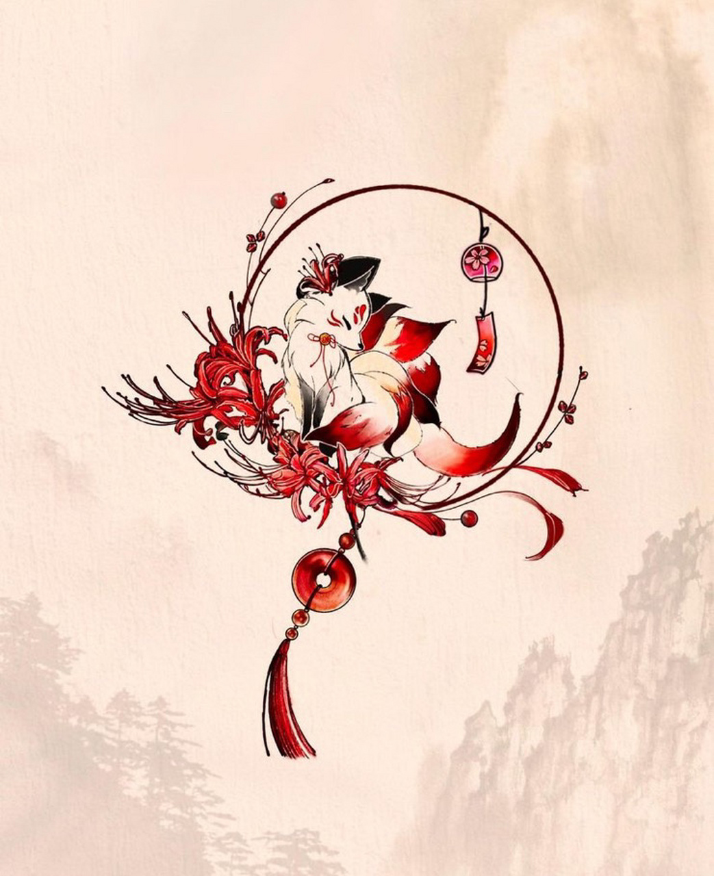 漂亮的上古神兽～九尾狐 九尾狐的寓意是: 1,为王称帝,国家昌盛之兆.