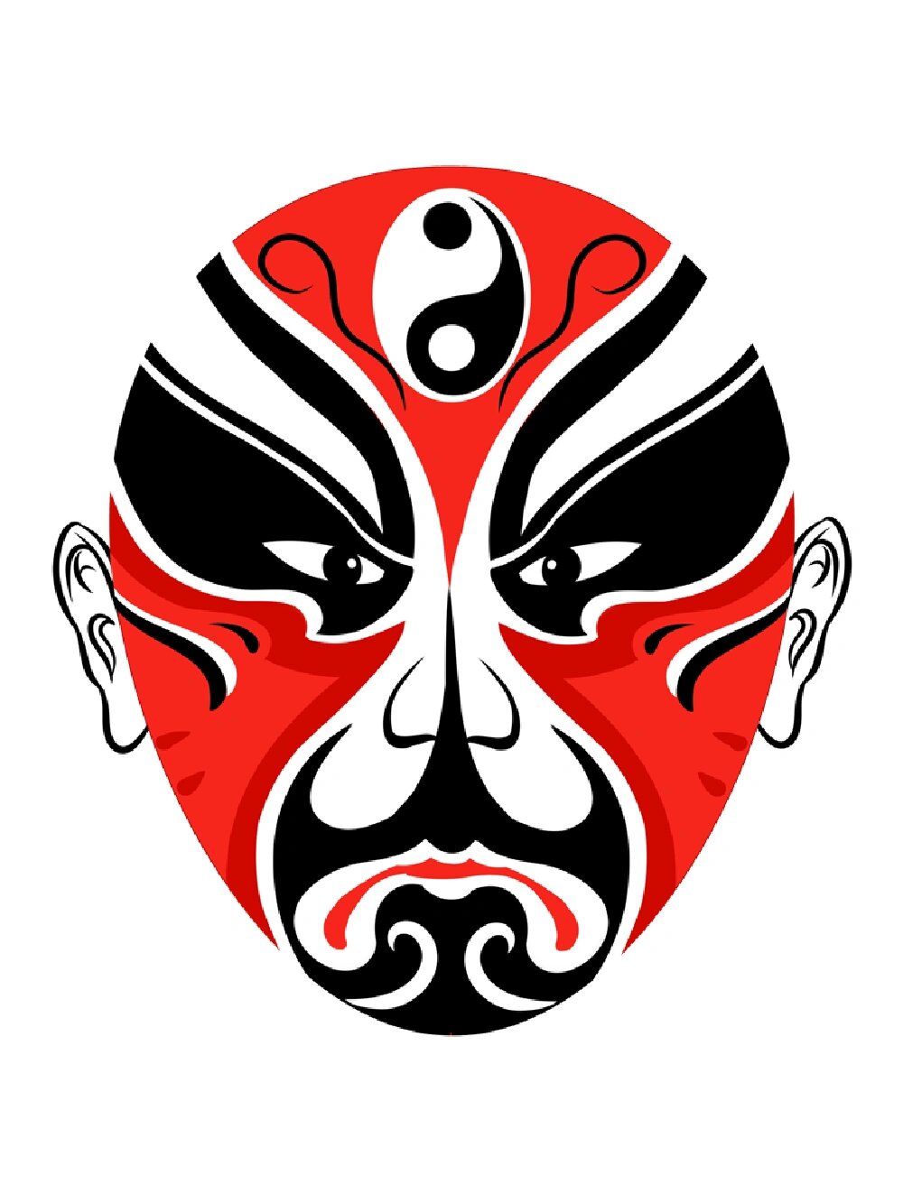 国潮插画「红色系列京剧脸谱」