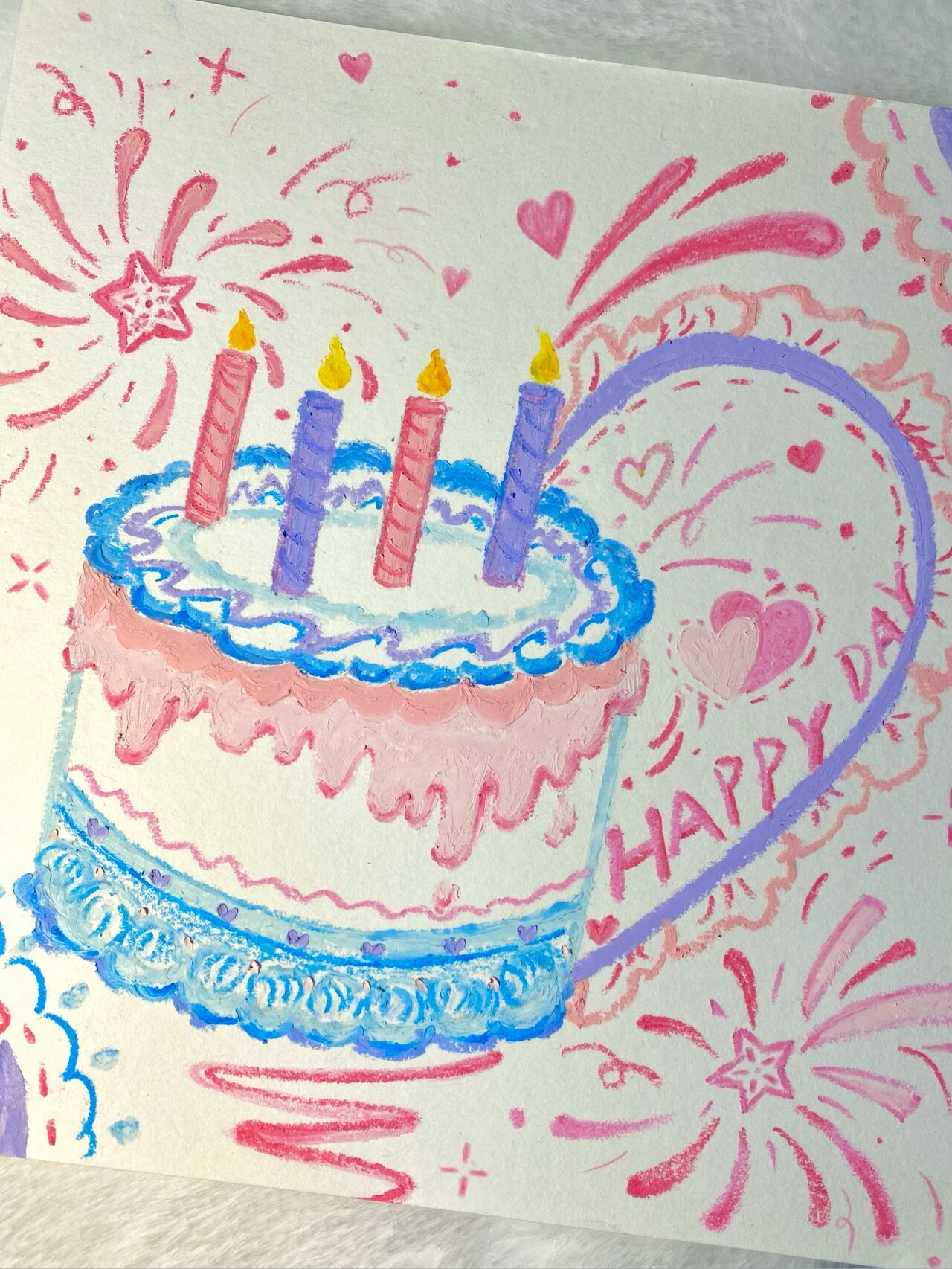 油画棒|涂鸦·生日蛋糕 生日蛋糕涂鸦来啦!