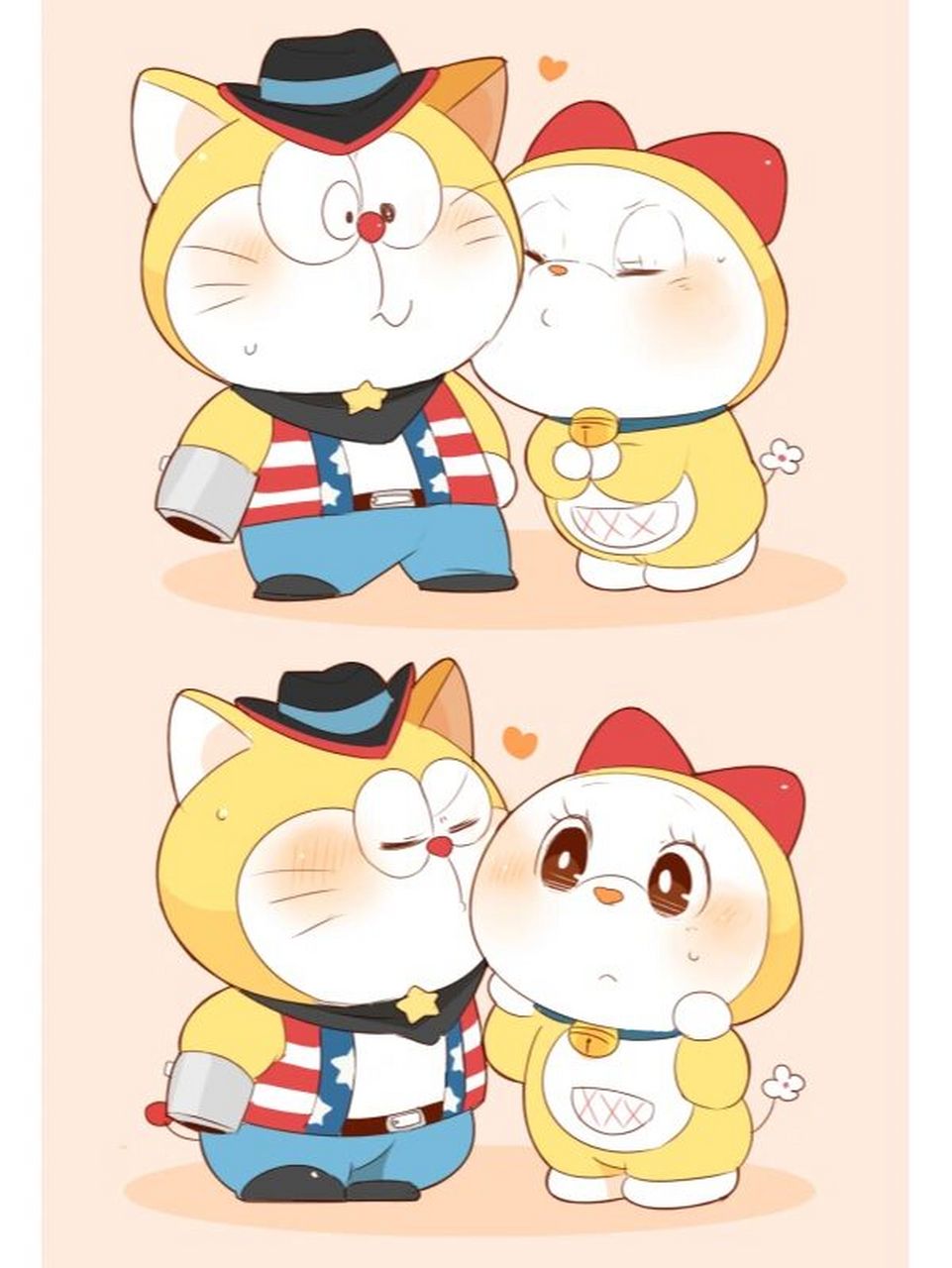 哆啦a梦和大雄壁纸系列9393 每一次打开朋友圈 他还是会不由自主