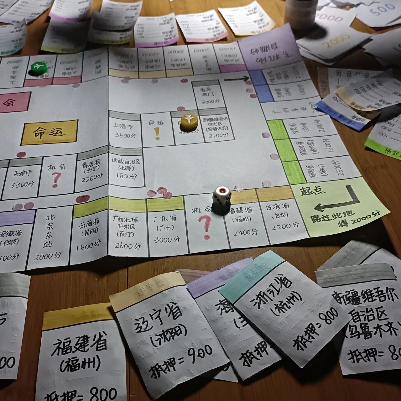 无聊死了 自制大富翁 真的比买的还好玩 自己写机会和命运 自己画棋盘