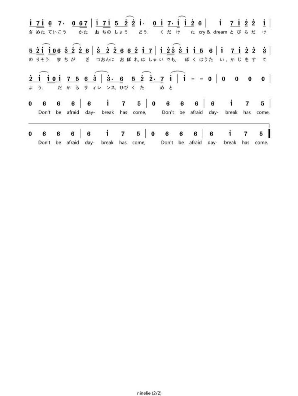 ninelie简谱数字化图片